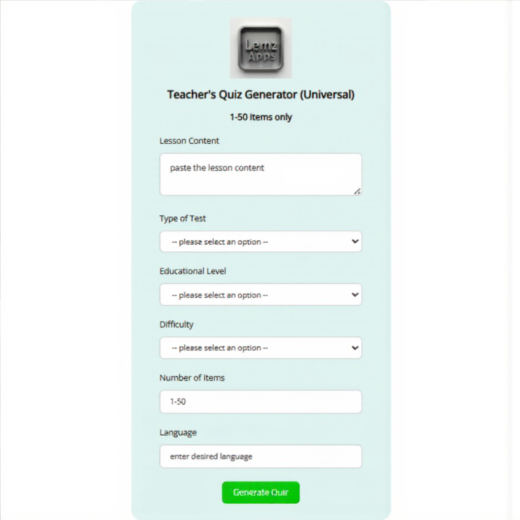 Teacher's Quiz Generator